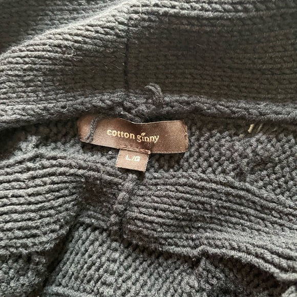 Vintage Cotton Ginny Black Cable Knit Open Sweater Size Large - Picture 4 of 9